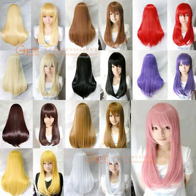 Cosplay Wig 60cm Straight Smooth Vocaloid Halloween Perruque Pink Black • $24.02