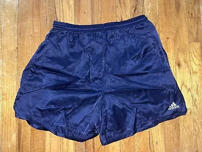 Adidas Nylon Shorts Vintage 80’S LARGE Sprinter Shiny Satin Retro Glanz • $36.99