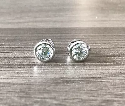 QVC - 1ct Diamonique Rhodium Plated Sterling Silver Earrings. NEW • £13