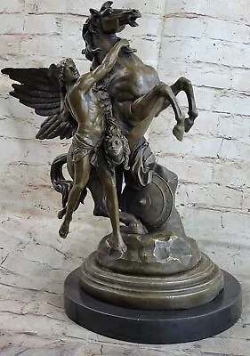After Emile-Louis Picault 1833-1915 Bronze Statue Pegasus Perseus & Medusa 18  • $699