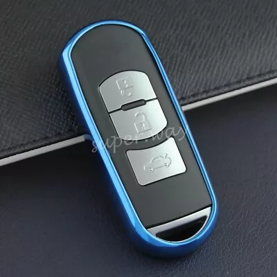 FOR Mazda/Toyota TPU Soft Shell Car Smart Key Case Holder Cover Accessories Blue • $16.96