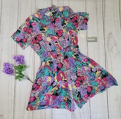 Vintage Rafael One Piece Floral Romper Jumper Large 80's 90's Short Size S • $20.76