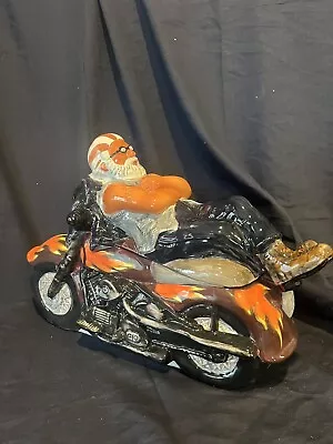 Vintage Biker Sleeping On Motorcycle Cookie Jar • $75