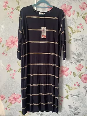 Masai Size M Navy Stripe Nessi 3/4 Sleeve Shift Dress New With Tag  • £12