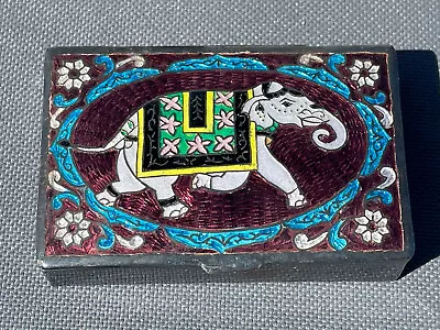 Beautiful Antique India Silver & Enamel Box Mughal Elephant • $45