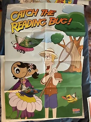 Vintage Catch The Reading Bug￼ Reading School Poster Wall Hangings￼￼ • $14.99