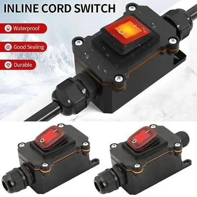 Inline Power Cord 110V-220V 12V-24V Marine Rocker Switch On Waterproof` Off Y7Y2 • £5.96