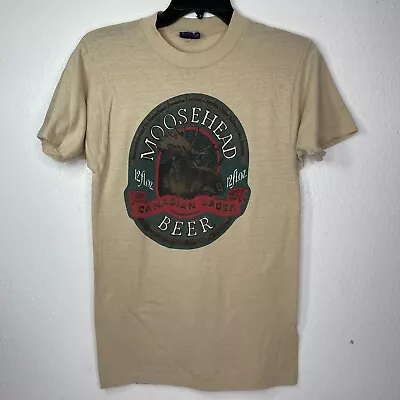 Vintage 80s Moosehead Beer Shirt Medium Single Stitch Moose Is Loose Brewery Tee • $44.99