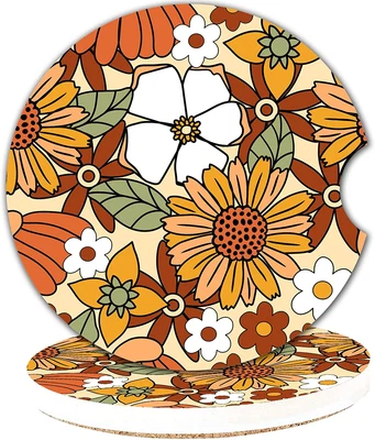 $15.83 • Buy Boho Car Cup Holder Coasters, Fun Hippie Car Accessories Interior Aesthetic For 