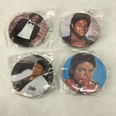 Vintage 1980’s Lot Of 4 Michael Jackson Pin Buttons New!  2.25” • $14.07