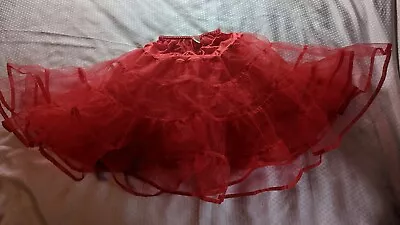 $29.99 • Buy Vntg Malco Modes Square Dance Crinoline Petticoat Slip Red Full Circle Sz SMALL 