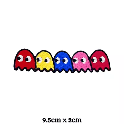 Pacman Ghost Cartoon Game Cute Colourful Iron/Sew On Embroidered Patch • £2.51