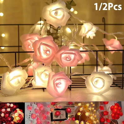 LED Fairy String Lights Rose Flower Fairy Lights Battery Operated Party Indoor • £8.63