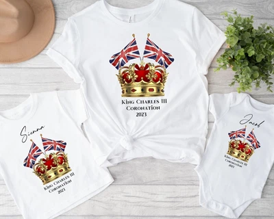 £10.99 • Buy Personalised King's Coronation T-shirt/Babygrow/Vest | Family Matching