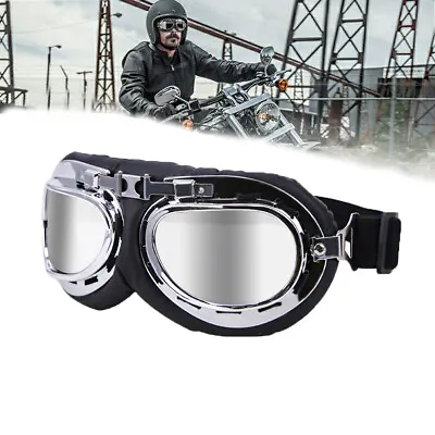 Aviator Goggles Retro Vintage Glasses Motorcycle Cruiser Scooter Biker Eyewear • $8.54