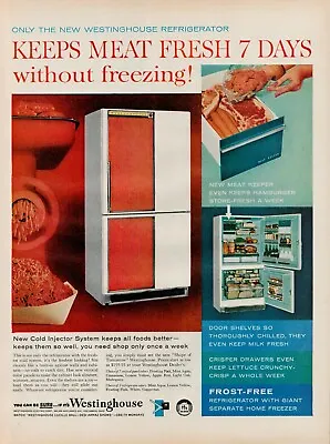 1959 Westinghouse Refrigerator Freezer Home Appliance Vintage Print Ad Meat USA • $9.93