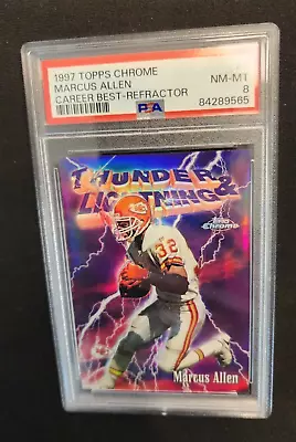 1997 Topps Chrome Seasons Best Refractor #2 Marcus Allen Thunder Lightning Psa 8 • $19.50