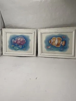 Unknown Artist  2 Art  Framed 10 X 8 Tropical Fish Vintage • $19.98