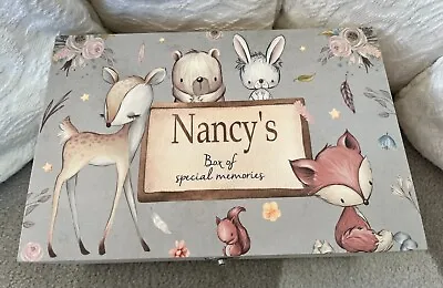 Personalised Keepsake Box Memory Box Gift Box Baby Box Woodland Deer • £24.99