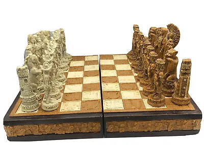 RARE MEXICAN CHESS SET AZTEC INDIANS Vs SPANISH CONQUISTADORS ONE OF A KIND 19” • $300