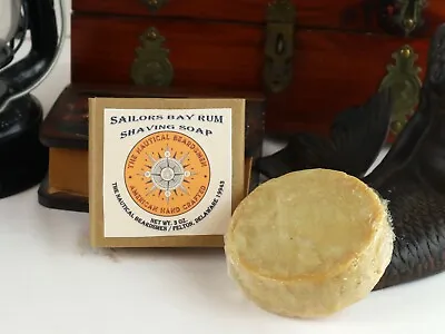 Shaving Soap Disk 3oz Nautical Beardsmen's Bay Rum Handmade Natural Soap • $8.05