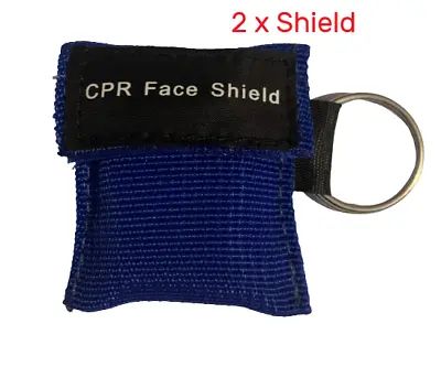 2 X CPR Mouth To Mouth Face Mask Shield Key Ring Pouch Blue • £4.99