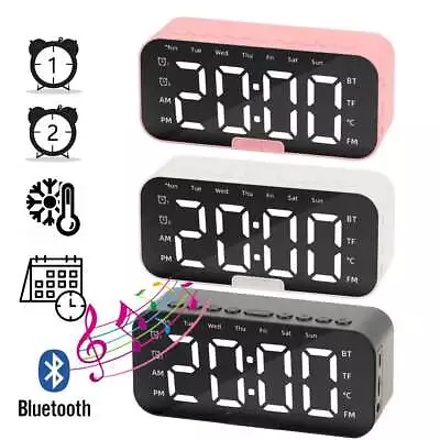 Portable Wireless Bluetooth Digital Mirror Alarm Clock Speaker MP3 Player US • $11.52