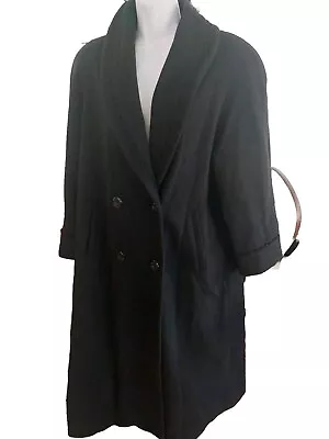 Vintage Donnybrook Wool Dress Coat Long Swing Coat Black Solid Women's Size M • $12.99