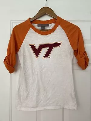 UG Apparel Women's Orange White Maroon VT Virginia Tech Henley Shirt - Size S  • $4.99