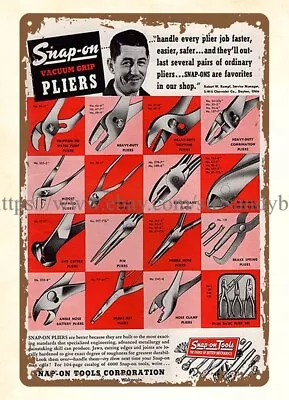 1952 Tools Vacuum Grip Pliers Servicemen Automotive Metal Tin Sign Lodge Cafe • $18.89