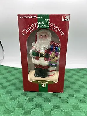 Vintage Brass Key Santa Claus Hand-Crafted Glass Christmas Tree Ornament 2000 • $9.12