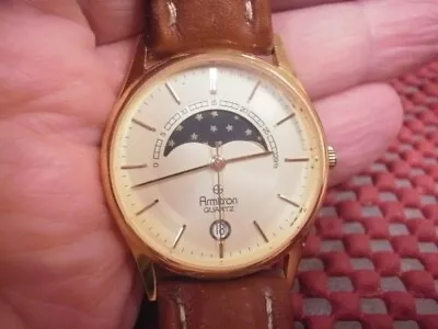 Vintage Mens 32mm Armitron Moon Phase Date Quartz Wristwatch New Battery Runs • $39.95