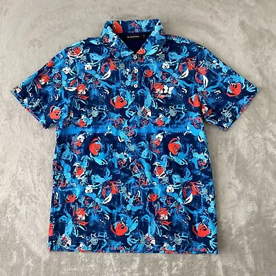 Bugatchi Polo Shirt Men Small Blue Floral Kapalua Golf Maui Hawaii Aloha NWOT • $41.52