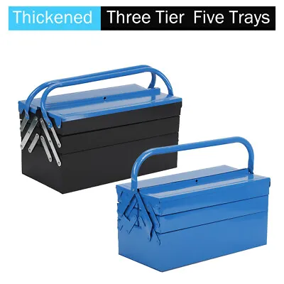 3 Tier 5 Tray Cantilever Metal Tool Box Steel Tool Storage Chest Toolbox 42 Cm • £25.99