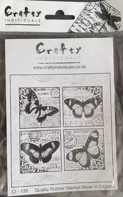 £3.99 • Buy Crafty Individuals - CI - 135 Unmounted Rubber Stamp For Cards - Butterflies