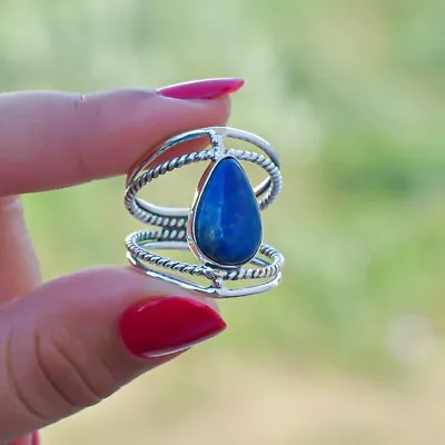 Genuine Lapis Lazuli  925 Sterling Silver Band &Statement Handmade Ring All Size • $12.34