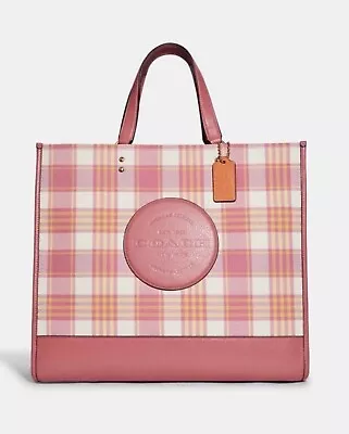 NWT Coach Dempsey Women's 40  Signature Tote - Jacquard Garden Plaid Taffy C8200 • $248.99