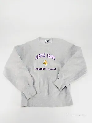 Vintage 90s Lee Crossgrain Minnesota Vikings Crewneck Sweatshirt Reverse Weave M • $15