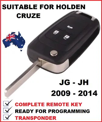 Fits Holden Cruze Remote Flip Car Key JG JH 2009 To 2014 Transponder Key • $39.90