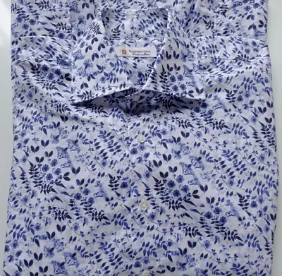 Mens Domenico Vacca Cucita A Mano Short Sleeve Shirt  Fitted Light Cotton 16.5 • $59.99