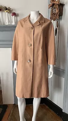 Vintage 1950s Camel Tan Lightweight Swing Coat Jacket Pockets • $100