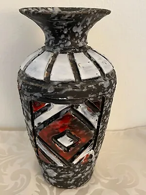 Vintage MCM Italian Abstract Art Pottery Vase 3D Lava Glaze 7.5  H • $29.99