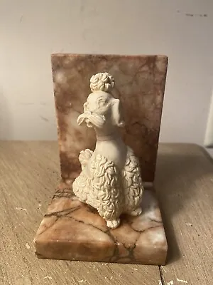 Vintage NORA FENTON Marble Alabaster Poodle Figurine Bookend Made In Italy • $30