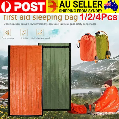 1-4Pcs Outdoor Emergency Thermal Waterproof Sleeping Bag Camping Survival Bivvy • $12.34