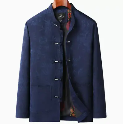 Men's Jacket Chinese Style Stand Collar Buckle Tang Suit Casual Solid Color Fall • $53.62