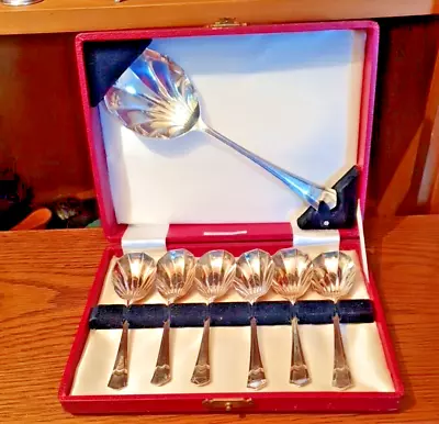 Antique Box Set - Silver Plate Fruit Serving Spoons James Walker Ltd Circa 1900 • £29.95