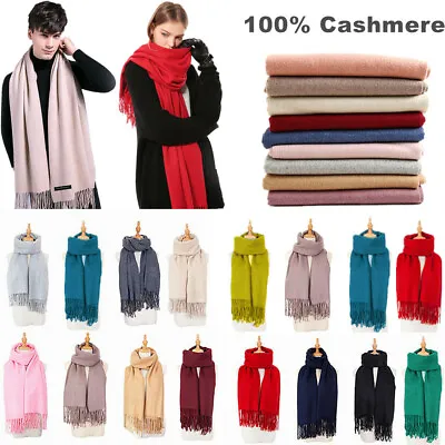 $11.99 • Buy For Mens Womens 100% Cashmere Oversize Wool Plain Solid Scarf Blanket Shawl Wrap