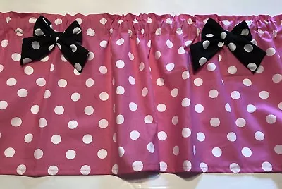 $14.49 • Buy Baby Pink Minnie Mouse Curtain Valance Window Topper Cotton Fabric 43 W X 15 L