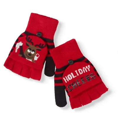 NEW Pop Top Gloves Holiday Cheers Party Deer Funny Christmas Convertible Mittens • $4.95