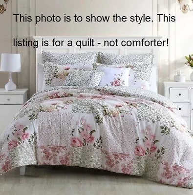 LAURA ASHLEY 3pc King QUILT Patchwork Shabby Chic Farmhouse Cottag • $113.59